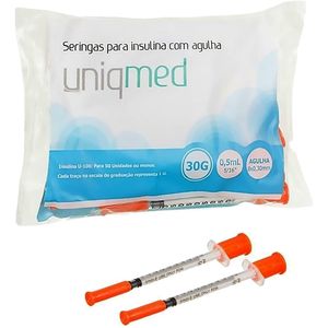 Seringa Uniqmed Insulina 0,5mL Agulha 8x0,3mm 30G - 10 unidades