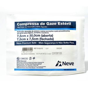 Compressa Gaze Neve Estéril 13 Fios 7.5x7.5cm Crochê - 10 gazes