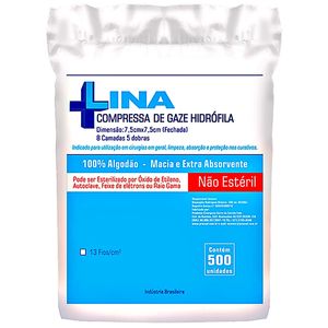 Compressa Cirúrgica de Gaze Hidrófila Lina 13 fios - 500 unidades
