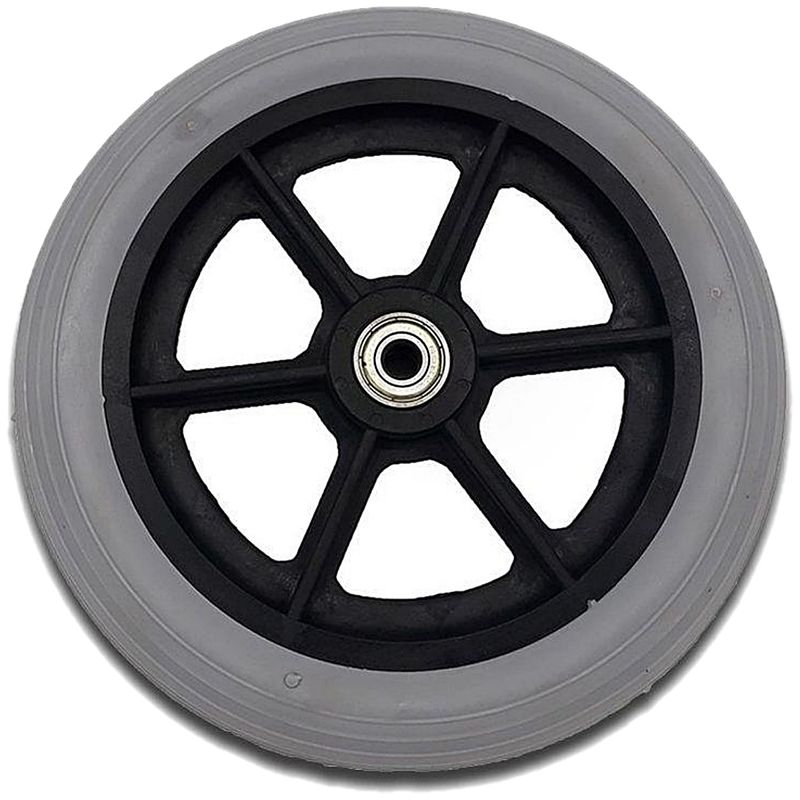 Roda aro 6 pol pneu Cinza com rolamentos furo de 8mm - Saulo