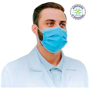 Máscara Cirúrgica SPK Tripla Camada Azul Descartável - 50 máscaras