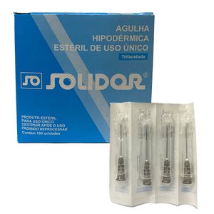 Agulha Hipodérmica Solidor - 25x0,7mm - 100 unidades