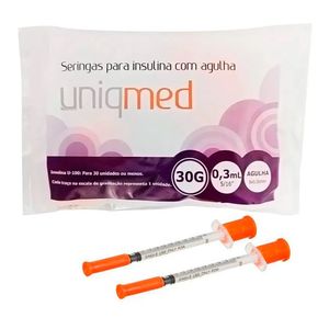 Seringa Uniqmed Insulina 0,3mL Agulha 8x0,3mm 30G - 10 unidades