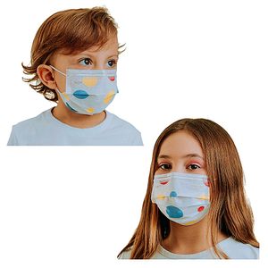 Máscara Infantil SPK Estampa de Poá Tripla Camada - 25 máscaras