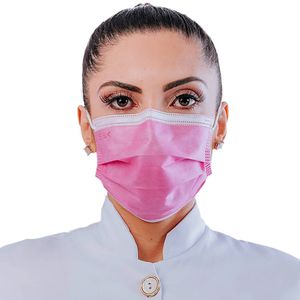 Máscara Cirúrgica SPK Pink Tripla Camada Descartável - 50 máscaras