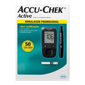 Kit Medidor de Glicemia Accu-Chek Active Roche com 50 Tiras