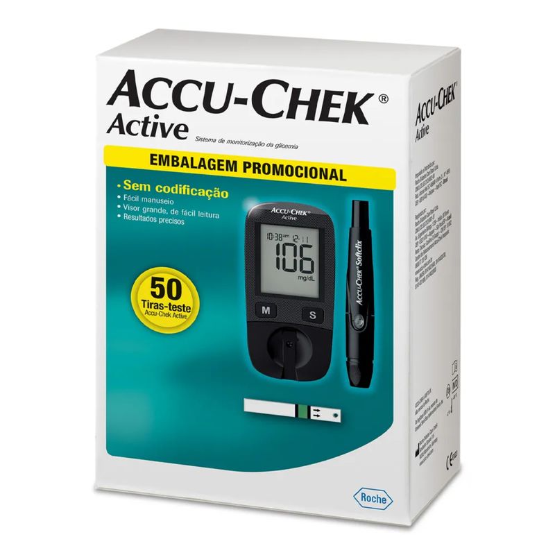 Embalagem-do-Kit-Medidor-de-Glicemia-Accu-Chek-Active-com-50