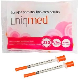 Seringa para Insulina Uniqmed - 0,30 mL - 31G 15/64"