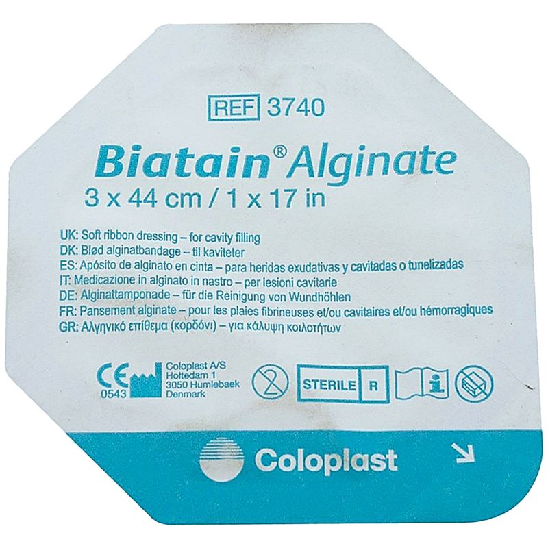 Curativo-Biatain-Coloplast-Alginato-Fita-3740-44x3cm-Visao-Geral
