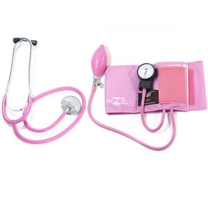 Conjunto Aparelho Pressão Nylon + Estetoscópio Adulto Standard Rosa CJ0411