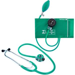 Conjunto Aparelho Pressão Nylon + Estetoscópio Duplo Verde CJ0729