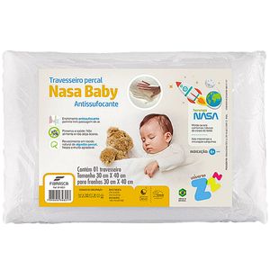 Travesseiro Nasa Baby Percal Antissufocante Fibrasca 30x40cm