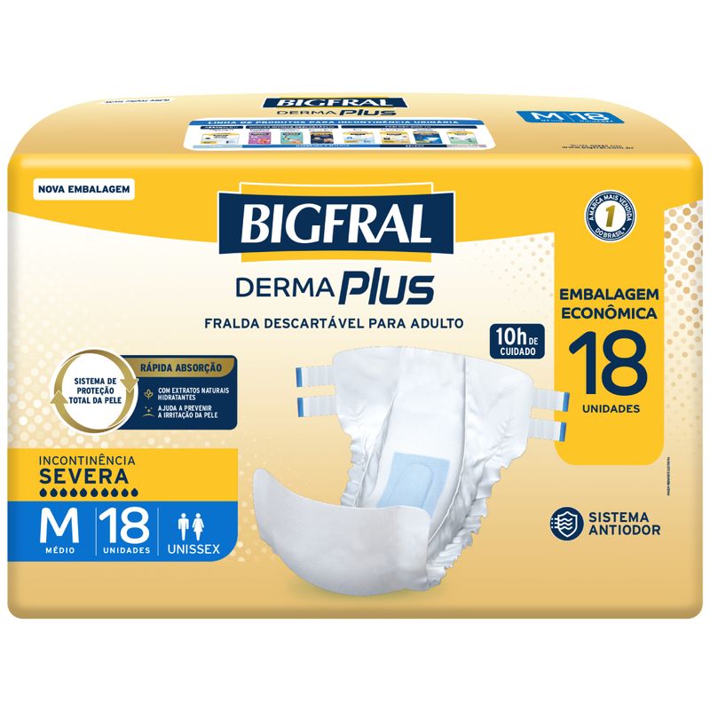 Fralda-Geriatrica-Derma-Plus-BigFral-Tamanho-M-com-18-unidades