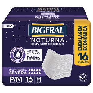 Roupa Íntima Descartável Noturna Bigfral - Tamanho P/M - 16 unidades