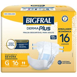 Fralda Geriátrica Derma Plus BigFral - Tamanho G - 16 unidades