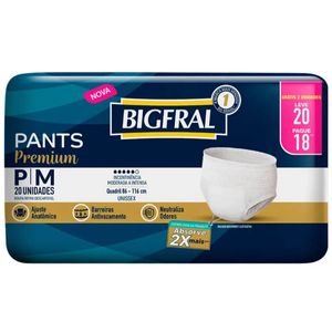 Roupa Íntima Pants Premium Bigfral - Tamanho P/M - 20 Unidades