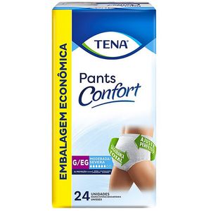 Roupa Íntima Descartável Tena Pants Confort - Tamanho G/EG - Com 24 Unidades