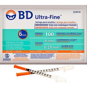 Seringa para Insulina BD Ultra-Fine 1 mL - 31G - 6x0,25mm - 10 Unidades