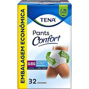 Roupa Íntima Descartável Tena Pants Confort - Tamanho G/EG - Com 32 Unidades