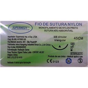 Fio Sutura Supermedy Nylon 4-0 Ag 20mm 3/8 - unidade