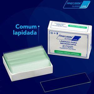 Lâmina Microscopia Comum Lapidada Precision 26x76mm - 50 unidades