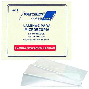 Lâmina Microscópio Lisa Precision Glass 26x76mm - 50 unidades