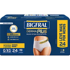 Roupa Íntima Derma Plus Bigfral - Tamanho G/XG - 24 unidades