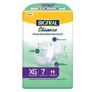 Fralda Geriátrica Clássica Bigfral - Tamanho XG - 07 unidades - Novo Modelo