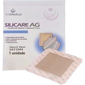 Curativo Silicone Aderente Absorvente Silicare AG 10x10cm - unidade