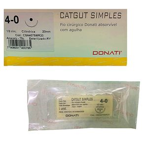 Fio Sutura Donati Catgut Simples 4-0 Ag 20mm 1/2 - unidade