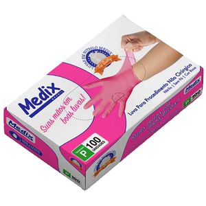 Luva Nitrílica Medix Rosa Tam P 100 unidades