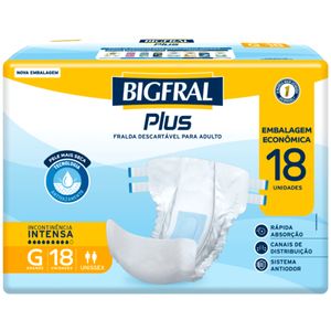 Fralda Geriátrica Plus Bigfral - Tamanho G - 18 Unidades