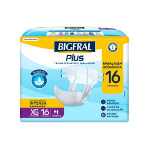 Fralda Geriátrica Plus Bigfral - Tamanho XG - 16 Unidades