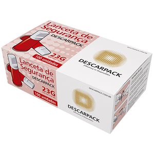 Lanceta de Segurança 23G Vermelho Descarpack - Caixa com 100 unidades