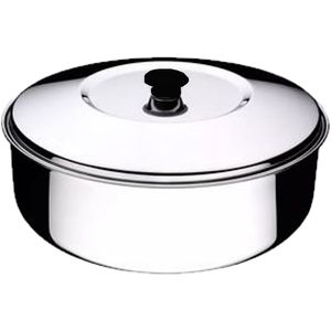 Cuba para Assepsia Aço Inox Redonda com Tampa 13X5cm - unidade