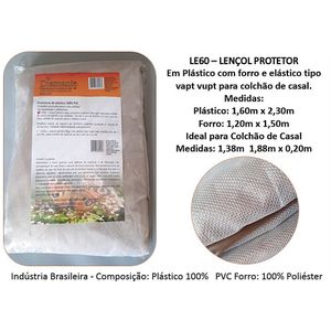 Lençol Protetor para Colchão Casal Diamante Elástico com Forro 138x188cm - unidade