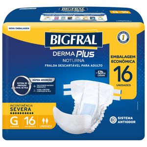 Fralda Geriátrica Derma Plus Noturna BigFral - Tamanho G - 16 unidades