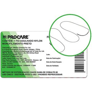 Fio Sutura Procare Nylon 2-0 Agulha 20mm 3/8 - unidade