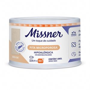 Fita Microporosa Missner - Bege - 2,5cm x 10m