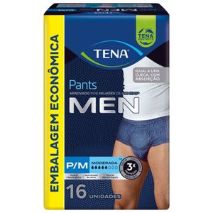 Roupa Íntima Descartável Masculina Tena Pants Men P/M - Com 16 Unidades