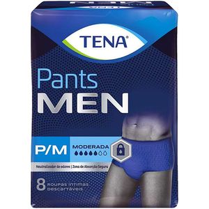 Roupa Íntima Descartável Masculina Tena Pants Men P/M - Com 8 Unidades