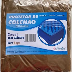 Lençol PVC Casal TC Fraldas Bege Elástico 190X140X25cm - unidade