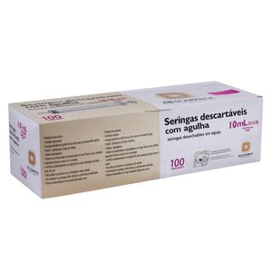 Seringa Hipodérmica Descarpack com Agulha 25x0,70 mm - 10 ml - Luer Slip - Com 100 Unidades