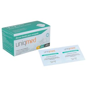 Álcool Swabs Uniqmed para Assepsia em Sachê 30X60mm - 100 unidades