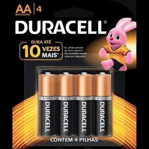 Pilha Alcalina AA Duracell 1.5V - 4 unidades