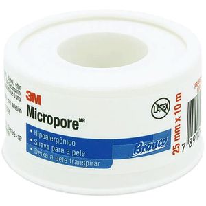 Fita Médica Microporosa Micropore 3M - Branca - 25mm x 10m