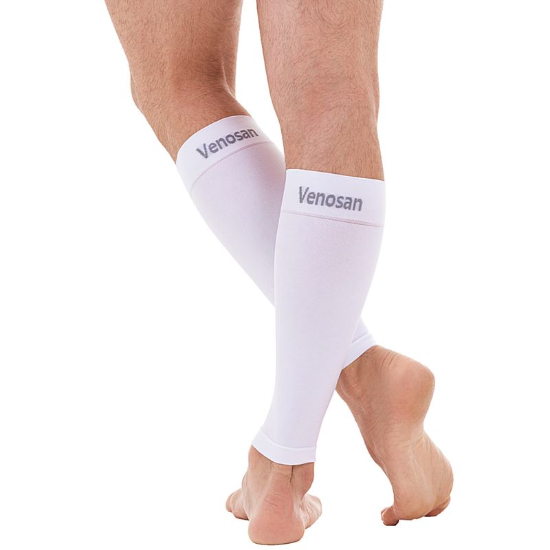 Polaina-Compressiva-Sportactive-Branca-Venosan-em-uso-vista-de-costas