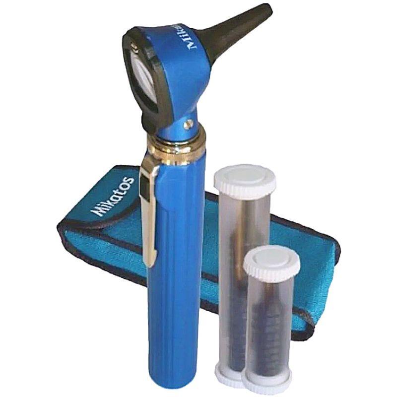 Kit-Completo-Mini-Otoscopio-Azul-Mikatos-LED