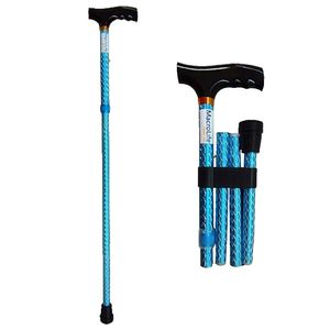 Bengala Tipo T Macrolife Dobrável Alumínio Azul Floral