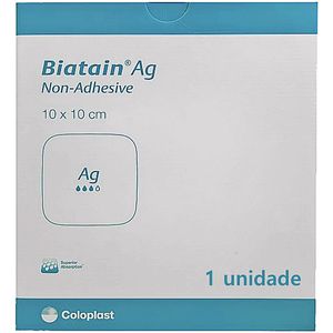 Curativo de Espuma com Prata Biatain AG Coloplast 39622 - Não Adesivo - 10x10 cm - unidade